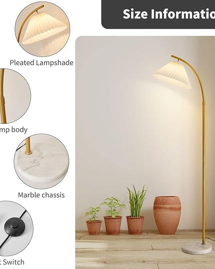 Elegant Arc Floor Lamp,standing lamp Gold arched floor lamp Dimmable & Adjustable Gooseneck, 12W Bulb Included, Modern Tall Standing Light for Living Room, Bedroom, Office, Cafe, Den - LeafyLoom