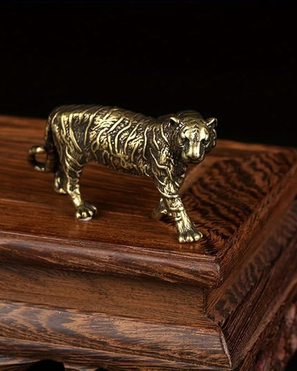 Vintage Solid Brass Big Tiger Figurine - Majestic Desk Decor for Collectors - Perfect Home or Office Accent(Big Tiger) - LeafyLoom