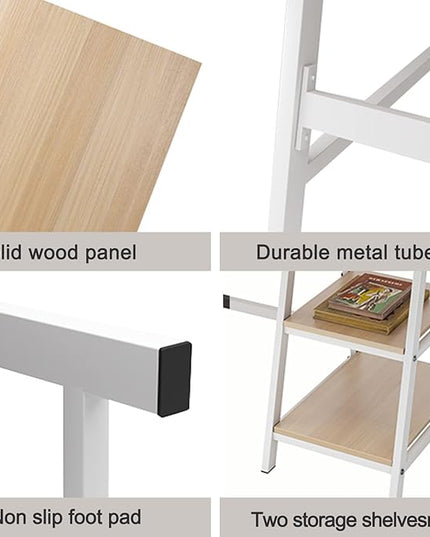 SogesHome Computer Desk 47inches Trestle Desk PC Desk with Shelf Office Desk Workstation for Home Office Use Writing Table,Maple - LeafyLoom