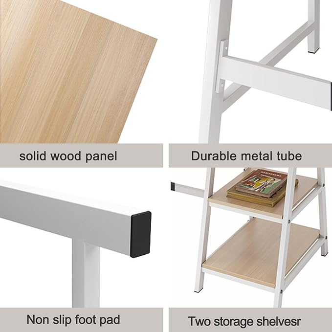 SogesHome Computer Desk 47inches Trestle Desk PC Desk with Shelf Office Desk Workstation for Home Office Use Writing Table,Maple - LeafyLoom