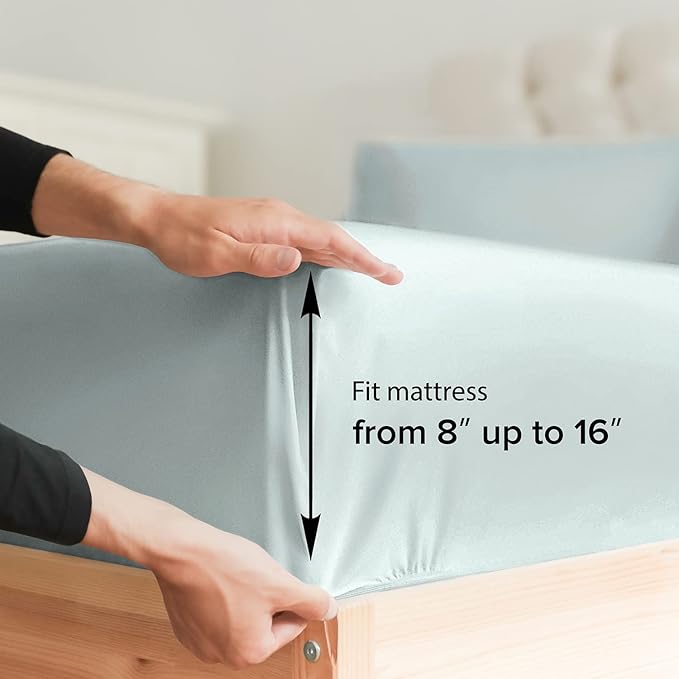 Twin Size 3 Piece Sheet Set - Comfy Breathable & Cooling Sheets - Hotel Luxury Bed Sheets for Women & Men - Deep Pockets, Easy-Fit, Extra Soft & Wrinkle Free Sheets - Ice Blue Oeko-Tex Bed Sheet Set - LeafyLoom