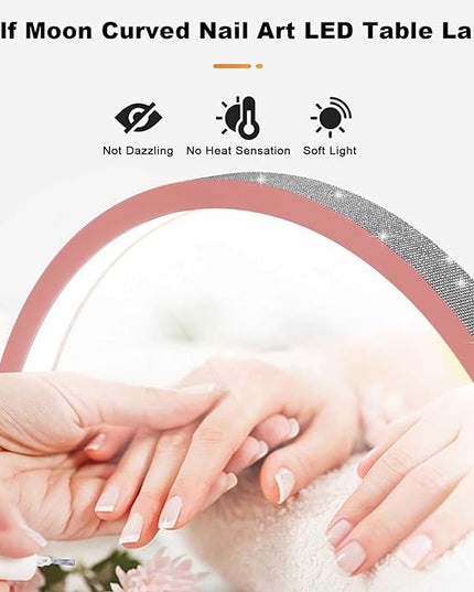 Half Moon Nail Desk Lamp, 48W Manicure LED Light for Nails, 3360 Lumen Stepless Dimming with Wire Controller, 3 Light Modes Nail Light for Desk, Arch Light for Nail Techs - LeafyLoom