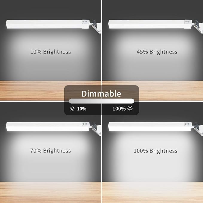 LED Desk Lamp, Architect Task Lamp, Metal Swing Arm Dimmable Drafting Table Lamp with Clamp (3 Color Modes, 10-Level Dimmer, Memory Function) Highly Adjustable Office, Craft, Workbench Light - LeafyLoom