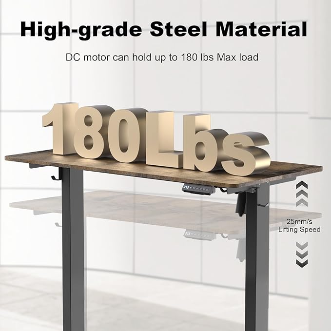 60 * 24 Inches Electric Standing Desk, Adjustable Height Sit Stand Up Desk with 3 Memory Presets, Motorized Home Office Computer Gaming Workstation Desk, Rustic Brown - LeafyLoom