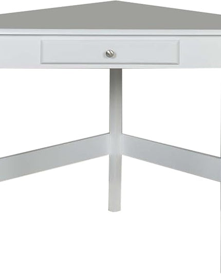 Kings Brand Furniture - Hastings Wood Home & Office Corner Desk with Drawer, White - LeafyLoom