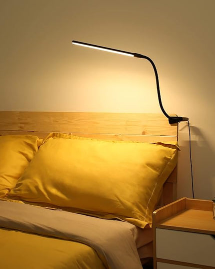 Lepro Clip on Desk Lamp LED Reading light Dimmable USB Small Clamp Lamp with 3 Color Modes 10 Brightness, Adjustable Flexible Gooseneck Table Light for Bed Headboard, Nail, Home Office,Computer(Black) - LeafyLoom