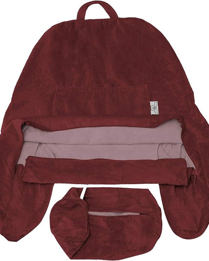 Husband Pillow XXL Cover Only Maroon, Cozy Microfiber Bed Rest Pillow Cover with Arms - Array of Colors - Generous Side and Back Pockets for Your Favorite Comfy Reading Pillow - LeafyLoom