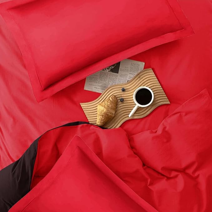 ETDIFFE Red Black King Size Comforter, 3 Piece Soft Modern Christmas Reversible Bedding Set, Lightweight All Season Microfiber Down Alternative Bed Comforter with 2 Pillow Shams for Women Men - LeafyLoom