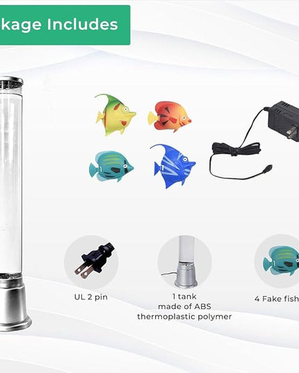 Shop LC Electric Fake Fish Tank Aquarium Lamp with 6 LED Glowing Colors Changing Lights and Sensory Bubble Tube Lamp - Artificial Fish Tank with Moving Fish - Night Light Sensory Lamp Birthday Gifts - LeafyLoom