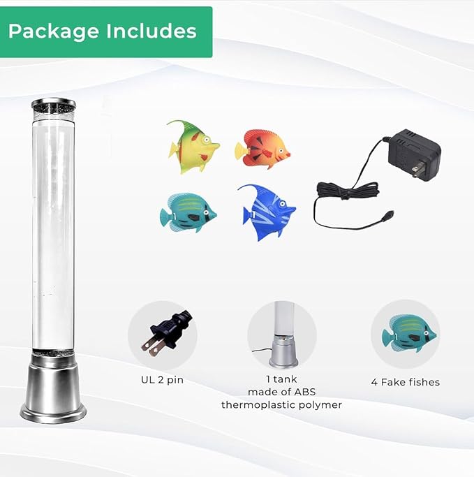 Shop LC Electric Fake Fish Tank Aquarium Lamp with 6 LED Glowing Colors Changing Lights and Sensory Bubble Tube Lamp - Artificial Fish Tank with Moving Fish - Night Light Sensory Lamp Birthday Gifts - LeafyLoom