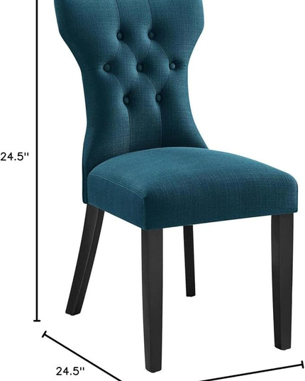 Modway Silhouette Modern Tufted Upholstered Fabric Parsons Kitchen Room, One Dining Chair, Azure - LeafyLoom
