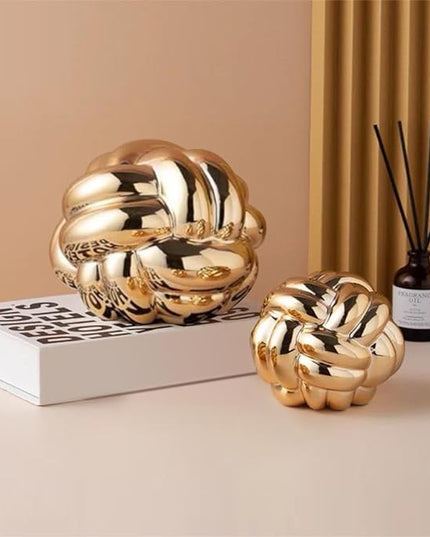 1pcs Gold Knot Decor (XL) Coffee Table Books, Book Shelf Decor Accents, Designer Books Decor Set, Decorative Objects, Living Room Console Table Decor - LeafyLoom