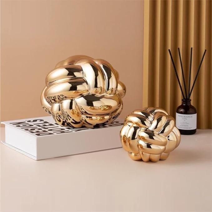 1pcs Gold Knot Decor (XL) Coffee Table Books, Book Shelf Decor Accents, Designer Books Decor Set, Decorative Objects, Living Room Console Table Decor - LeafyLoom