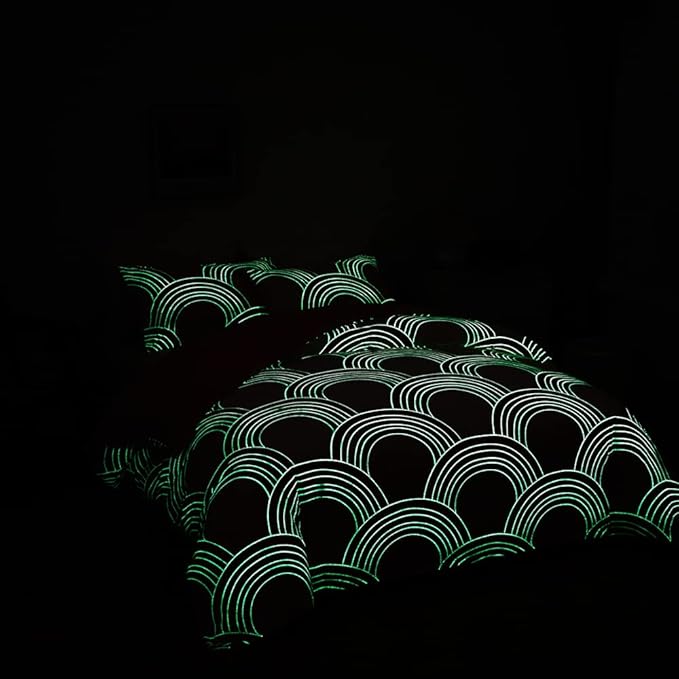 Feelyou Rainbow Glow in The Dark Comforter Set for Girls Kids Twin Pink Rainbow Bedding Set Super Soft Colorful Stripe Mermaid Scales Comforter Baby Girl Bedroom Pink Decor Bedding Quilted Duvet - LeafyLoom