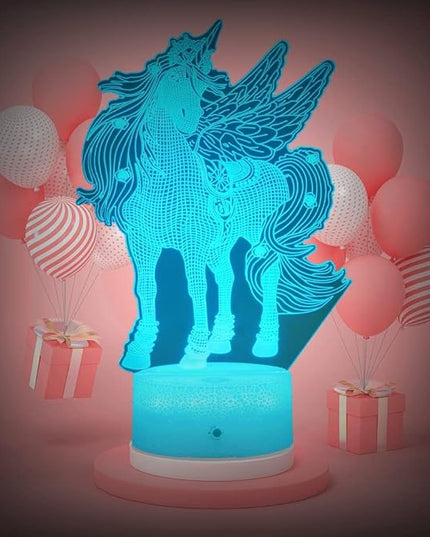3D LED Night Light for Kids, 7 Colors Changing Unicorn Light, 3 Modes with Remote Control 3D Optical Illusion Light for Kids Bedroom, Home Decor, Birthday Xmas Party Thanksgiving Halloween Gifts - LeafyLoom