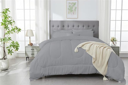 3 Piece Solid Color All Season Bedding Comforter Set Microfiber Soft Lightweight Bedding Set for Kids Teens Adults Room Decor with 1 Comforter and 2 Pillowcases Full - LeafyLoom