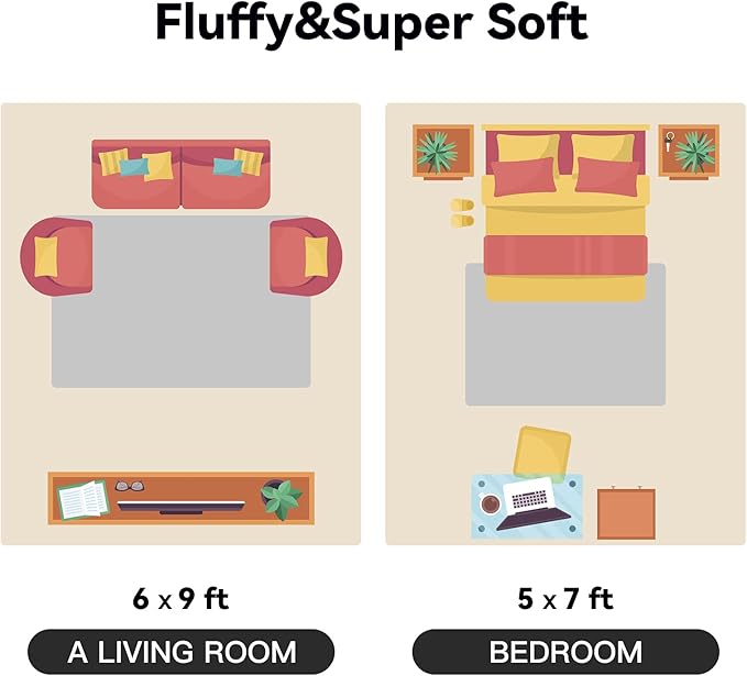 YOBATH Black Fluffy 5x7 Area Rugs for Living Room Bedroom, Soft Fuzzy Shaggy Carpet Shag Rugs for Girls Boys Kids Indoor Floor Nursery Dorm Room, Black - LeafyLoom