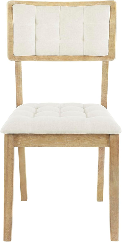 Natural Rustic 42inch Round 4, 5 Piece Upholstered Chairs, Wood Dining Table Set - LeafyLoom