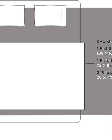 100% Cotton Percale Sheets California King Size, Charcoal, Deep Pocket, 4 Pieces Sheet Set - 1 Flat, 1 Deep Pocket Fitted Sheet and 2 Pillowcases, Crisp Cool and Strong Bed Linen - LeafyLoom