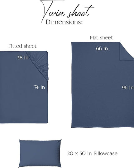 Northwest Ashford Home Essentials Bedding, 3 Piece Twin Size Sheet Set, Estate Blue - LeafyLoom