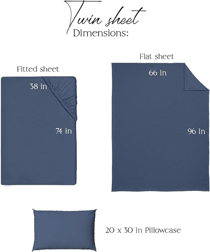 Northwest Ashford Home Essentials Bedding, 3 Piece Twin Size Sheet Set, Estate Blue - LeafyLoom