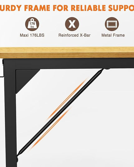 Sweetcrispy Small Computer Office Desk 32 Inch Kids Student Study Writing Work with Storage Bag & Headphone Hooks Modern Simple Home Bedroom PC Table - LeafyLoom