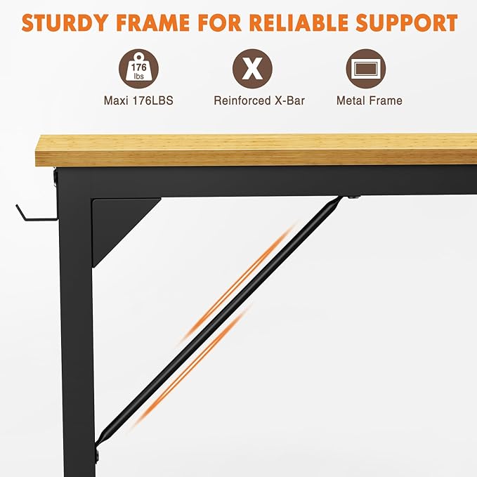 Sweetcrispy Small Computer Office Desk 32 Inch Kids Student Study Writing Work with Storage Bag & Headphone Hooks Modern Simple Home Bedroom PC Table - LeafyLoom
