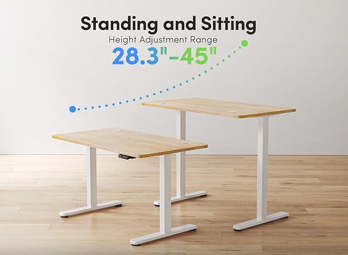 FEZIBO Electric Standing Desk, 48 x 24 Inches Height Adjustable Stand up Desk, Sit Stand Home Office Desk, Computer Desk, Maple - LeafyLoom