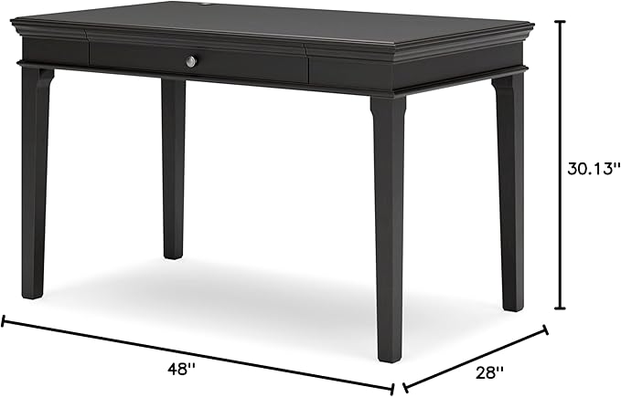 Signature Design by Ashley Beckincreek Classic Home Office Small Leg Desk with 1 Drawer and USB Ports, Black - LeafyLoom