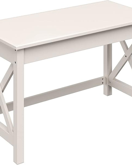 Lavish Home Writing Desk - Work Desk with X-Pattern Legs - for Office, Bedroom, Computer, or Craft Table - Home Office Desks (White) - LeafyLoom
