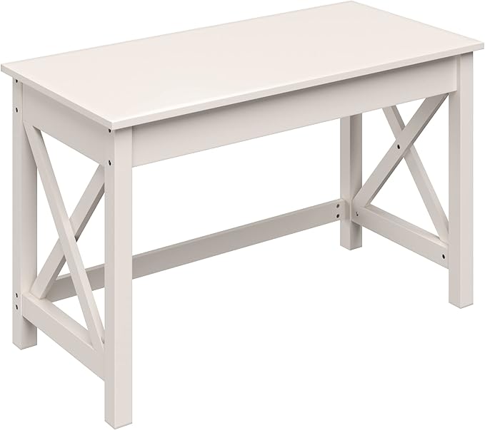Lavish Home Writing Desk - Work Desk with X-Pattern Legs - for Office, Bedroom, Computer, or Craft Table - Home Office Desks (White) - LeafyLoom