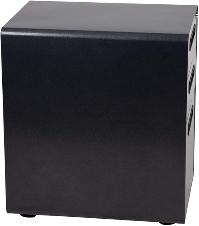 Flash Furniture Wren Ergonomic 3-Drawer Mobile Locking Filing Cabinet with Anti-Tilt Mechanism and Hanging Drawer for Legal & Letter Files, Black - LeafyLoom