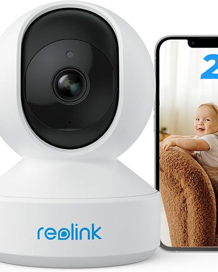 REOLINK 2K Indoor Security Camera E1, Plug-in 2.4G Wireless WiFi for Baby/Pet Monitor with Phone app, 360 Degree Dog Camera with Person/Pet Detection, Night Vision, 2-Way Talk, Local Storage REOLINK