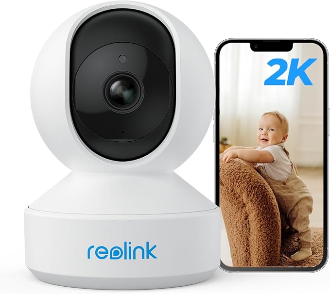 REOLINK 2K Indoor Security Camera E1, Plug-in 2.4G Wireless WiFi for Baby/Pet Monitor with Phone app, 360 Degree Dog Camera with Person/Pet Detection, Night Vision, 2-Way Talk, Local Storage REOLINK
