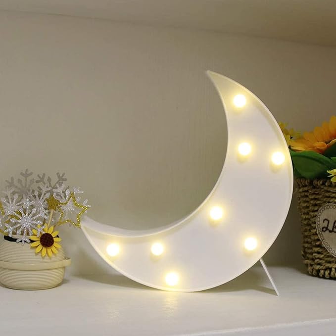 Decorative LED Crescent Moon Night Light Can Be Hung On The Wall Children’S Room Room Light, Suitable for Birthday Parties, Holiday Decorations, Baby Room Decoration. (White Moon) - LeafyLoom