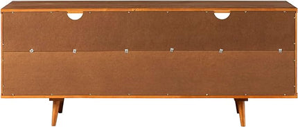 Walker Edison 3-Drawer Mid Century Modern Wood TV Stand for TV's up to 65" Flat Screen Cabinet Door Living Room Storage Entertainment Center, 58 Inch, Caramel - LeafyLoom