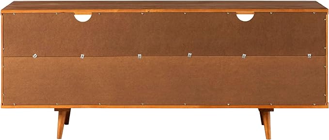 Walker Edison 3-Drawer Mid Century Modern Wood TV Stand for TV's up to 65" Flat Screen Cabinet Door Living Room Storage Entertainment Center, 58 Inch, Caramel - LeafyLoom
