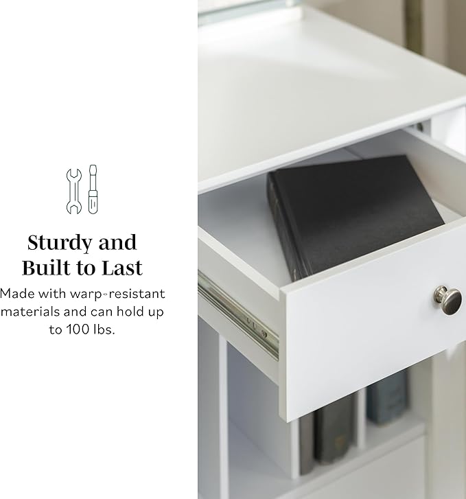 Walker Edison Modern Wood Computer Writing Desk Storage File Drawer Office Home Office Workstation Small, 48 Inch, White - LeafyLoom