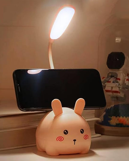 Cute LED Desk Lamp, LED Eye Protection Desk Lamp, Mini Rabbit Lamp, Portable LED Table Light, Foldable Kids Night Light for Bedroom, Living Room, Studing Room (Blue) - LeafyLoom