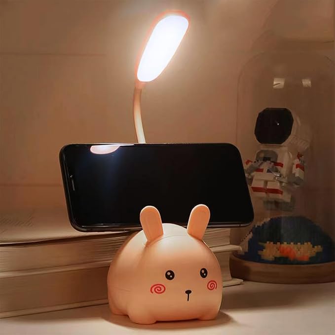 Cute LED Desk Lamp, LED Eye Protection Desk Lamp, Mini Rabbit Lamp, Portable LED Table Light, Foldable Kids Night Light for Bedroom, Living Room, Studing Room (Green) - LeafyLoom