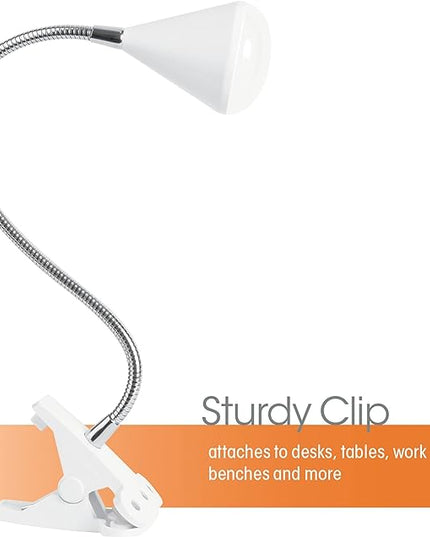 OttLite LED Cone Clip Lamp | Task Lamp, Desk Lamp | Sturdy Clip, Flexible Neck | Great for Home, Office, Work Space, Dorm - LeafyLoom