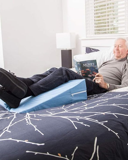 DMI Bed Wedge Pillow and Triangle Wedge with Elevated Incline for Neck Pain, Headaches, Reflux, Shoulders, Back Pain, Foot Support, Knee Pain or Restless Leg Syndrome, 24x24x7 inches, Blue - LeafyLoom