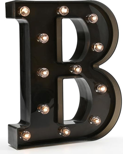 Light Up Black Alphabet Marquee Letters Sign LED Marquee Number Lights Sign for Night Light Home Bar Christmas Lamp Birthday Party Wedding Decorations B - LeafyLoom