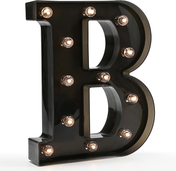 Light Up Black Alphabet Marquee Letters Sign LED Marquee Number Lights Sign for Night Light Home Bar Christmas Lamp Birthday Party Wedding Decorations B - LeafyLoom