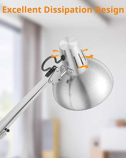 LEPOWER Floor Lamp, Swing Arm Floor Standing Lamp, Industrial Floor Lamp with Heavy Metal Base, E26 Lamp Base Floor Light, Modern Standing Reading Lamp for Living Room, Bedroom, Office Sliver - LeafyLoom