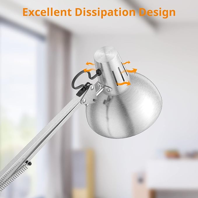 LEPOWER Floor Lamp, Swing Arm Floor Standing Lamp, Industrial Floor Lamp with Heavy Metal Base, E26 Lamp Base Floor Light, Modern Standing Reading Lamp for Living Room, Bedroom, Office Sliver - LeafyLoom
