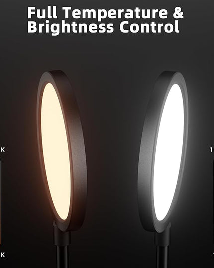LED Desk Lamp | Dimmable Home Office Desk Light with Clamp & Gooseneck Arm | Adjustable Color Temperature and Brightness | Eye Caring lamp for Video Conference & Podcast Live Streaming - Black - LeafyLoom