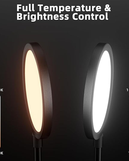 LED Desk Lamp | Dimmable Home Office Desk Light with Clamp & Gooseneck Arm | Adjustable Color Temperature and Brightness | Eye Caring lamp for Video Conference & Podcast Live Streaming Black - LeafyLoom