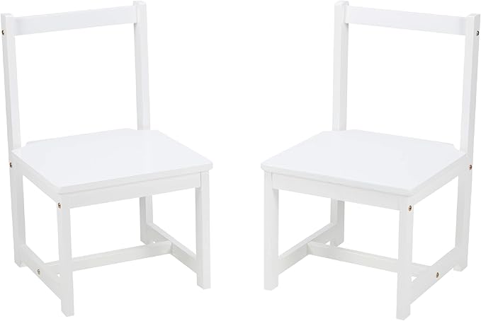 Amazon Basics Solid Wood Kids Activity Chair Set, 23.8-Inch Height - 2-Pack, White - LeafyLoom