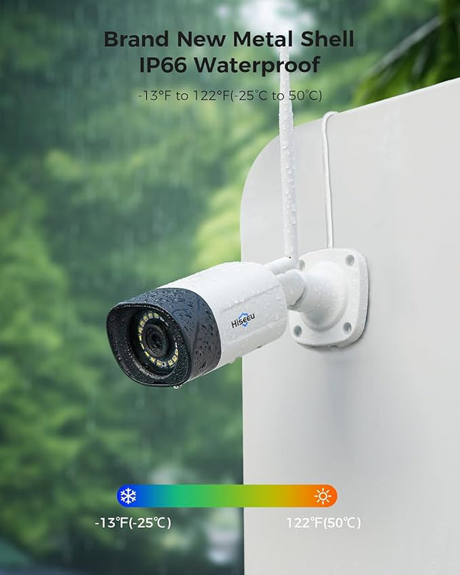 Hiseeu Wireless Security Camera System, 5MP WiFi Camera for Home Security, WiFi-Pro 8 Cam-Kit,16CH, 2-Way Audio, Color Night Vision, IP66 Waterproof, 3TB Storage, 24/7 Recording, No Monthly Fees Hiseeu